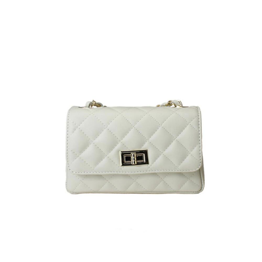 Elegant Quilted Beige Crossbody Bag with Gold Chain Handcrafted Italian Leather